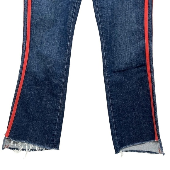 Mother Denim Insider Crop Step Fray Speed Racer Stripes Red 25 Jeans - Picture 7 of 14
